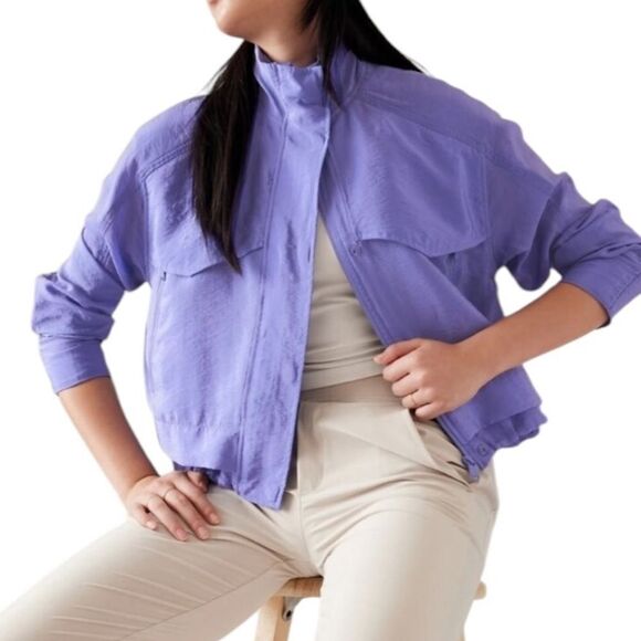 Athleta ARRIVAL RAIN JACKET in lavender purple S - Picture 1 of 9